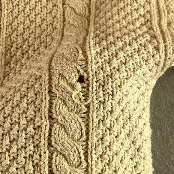 Cream Cable Knit Fisherman's Sweater Ralph Lauren Sport M Beige Preppy *READ - Picture 10 of 11